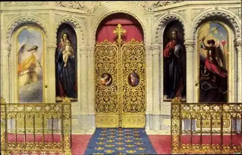 Ak Wiesbaden Neroberg Hessen, Russische Kirche, Griechische Kapelle, Ikonostasis, Altarwand