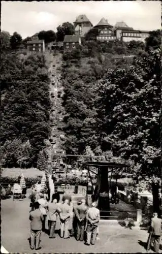 Ak Burg an der Wupper Solingen, Schloss Burg, Seilsesselbahn, Passanten