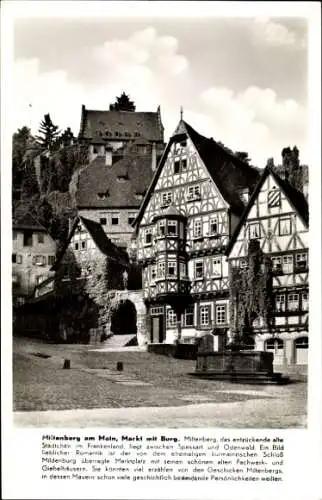 Ak Miltenberg am Main Unterfranken, Markt, Burg, Fachwerkhäuser