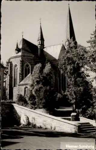 Ak Sundwig Hemer im Sauerland, Kirche, Treppenaufgang