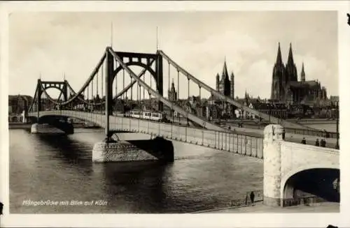 Ak Köln am Rhein, Hängebrücke, Dom, Groß St.-Martin