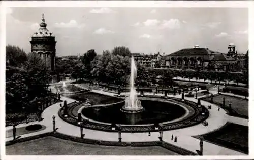 Ak Mannheim in Baden, Friedrichsplatz, Wasserturm, Rosengarten, Springbrunnen