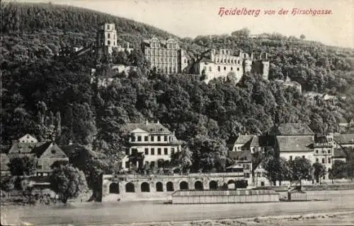 Ak Heidelberg am Neckar, Teilansicht, von der Hirschgasse gesehen