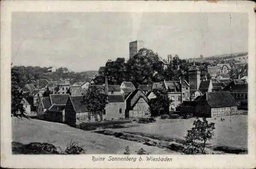 Ak Sonnenberg Wiesbaden in Hessen, Gesamtansicht, Ruine
