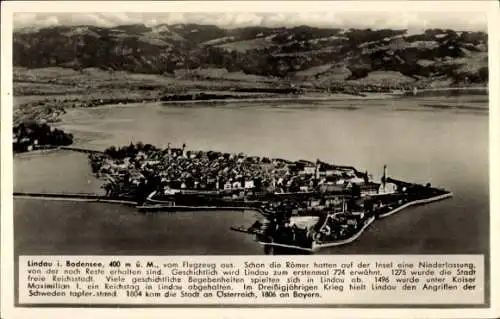 Ak Lindau am Bodensee Schwaben, Totalansicht, Blick vom Flugzeug