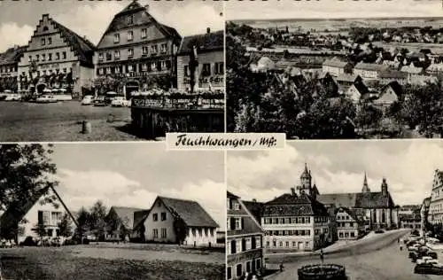 Ak Feuchtwangen in Mittelfranken, Brunnen, Kirche