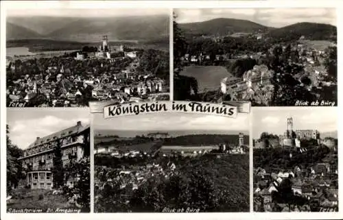 Ak Königstein im Taunus, Totalansicht, Blick ab Burg, Sanatorium Dr. Amelung