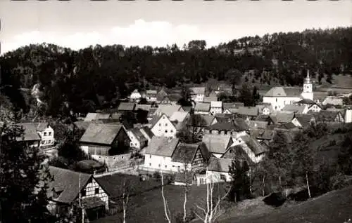 Ak Obertrubach Fränkische Schweiz, Teilansicht, Kirchturm