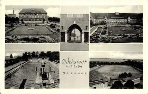 Ak Glückstadt an der Elbe, Kaserne, Schwimmbad