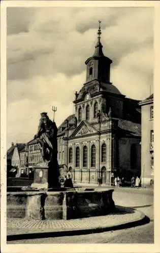 Ak Bayreuth in Oberfranken, Kirche, Neptun-Brunnen