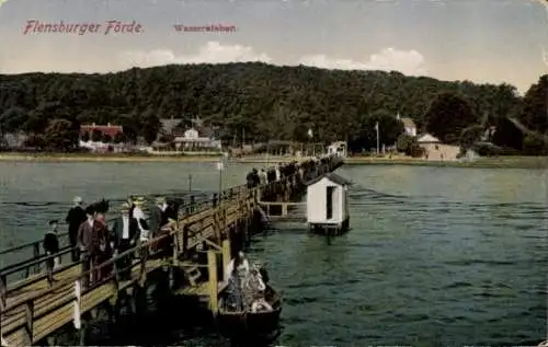 Ak Wassersleben Harrislee in Schleswig Holstein, Flensburger Förde, Steg