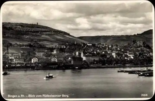 Ak Bingen am Rhein, Gesamtansicht, Blick vom Rüdesheimer Berg