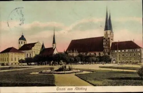 Ak Altötting in Oberbayern, Teilansicht, Kirche