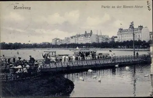 Ak Hamburg, an der Binnenalster, Anlegestelle