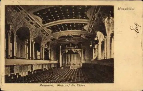 Ak Mannheim in Baden, Musensaal, Blick auf die Bühne