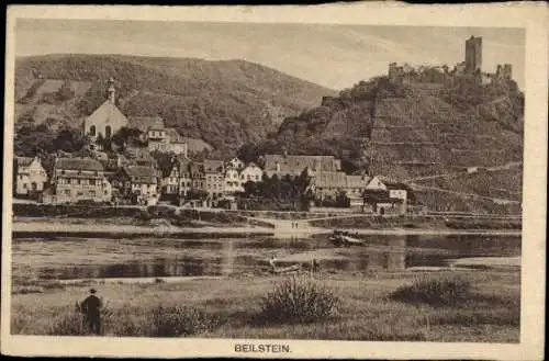 Ak Beilstein an der Mosel, Teilansicht, Burg