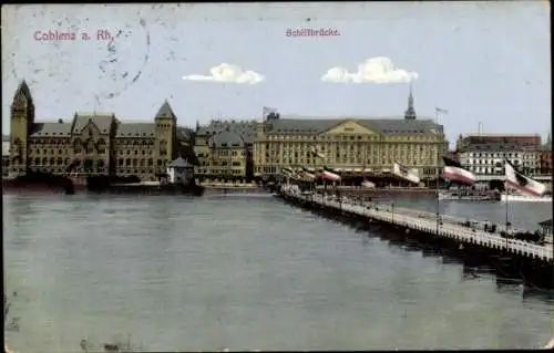 Ak Koblenz am Rhein, Schiffbrücke