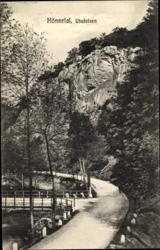 Ak Hönnetal Hemer im Sauerland, Uhufelsen, Restaurant zum Hönnetal