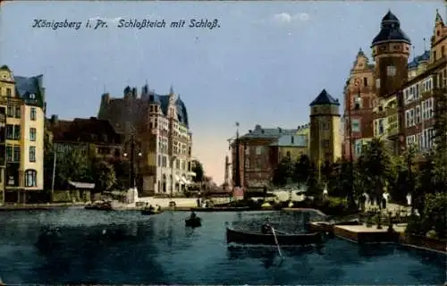 Ak Kaliningrad Königsberg Ostpreußen, Schlossteich mit Schloss