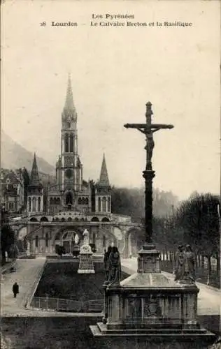 Ak Lourdes Hautes Pyrénées, Le Calvaire Breton, Basilika
