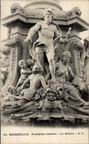 Ak Marseille Bouches du Rhône, Fontaine Cantini, Le Rhone