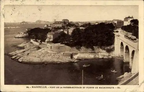 Ak Marseille Bouches du Rhône, Pont de la Fausse-Monnaie, Pointe de Malmousque