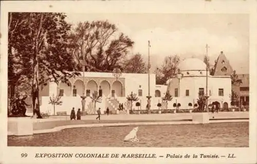 Ak Marseille Bouches du Rhône, Exposition Coloniale, Palais de la Tunisie