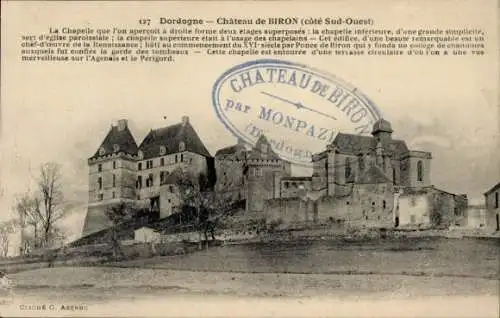 Ak Biron Dordogne, Schloss, Südwestseite