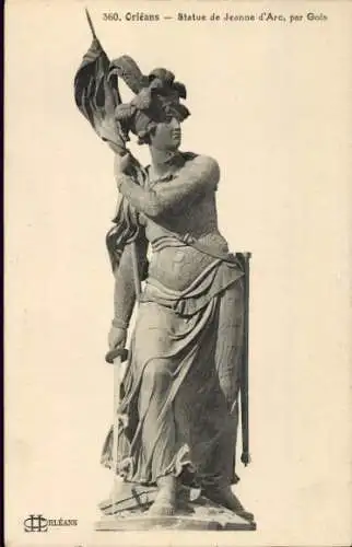 Ak Orléans Loiret, Statue Jeanne d'Arc