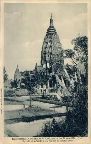 Ak Marseille Bouches du Rhône, Exposition Coloniale 1922, Jardins du Palais de l'Indochine