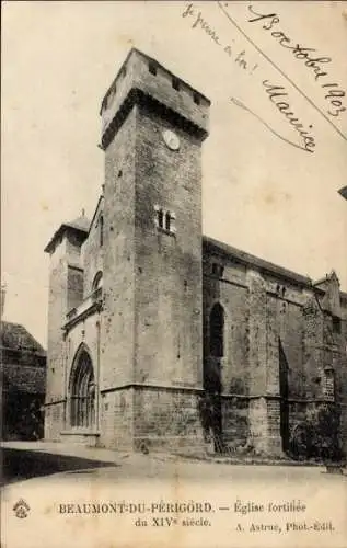 Ak Beaumont du Perigord Dordogne, Wehrkirche