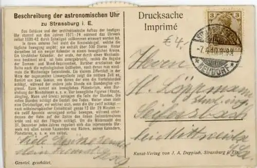 Mechanische Litho Strasbourg Straßburg Elsass Bas Rhin, Astronomische Uhr