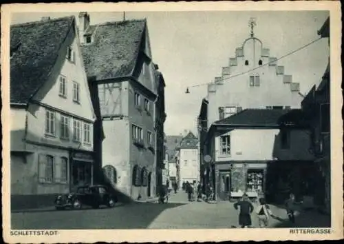 Ak Sélestat Schlettstadt Elsass Bas Rhin, Blick in die Rittergasse, alte Häuser