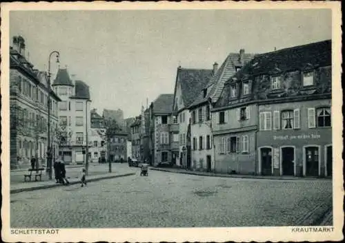 Ak Sélestat Schlettstadt Elsass Bas Rhin, Krautmarkt