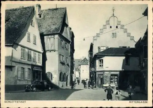 Ak Sélestat Schlettstadt Elsass Bas Rhin, Blick in die Rittergasse, alte Häuser