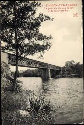 Ak Toulon sur Arroux Saône et Loire, Eisenbahnbrücke, Gourmandou