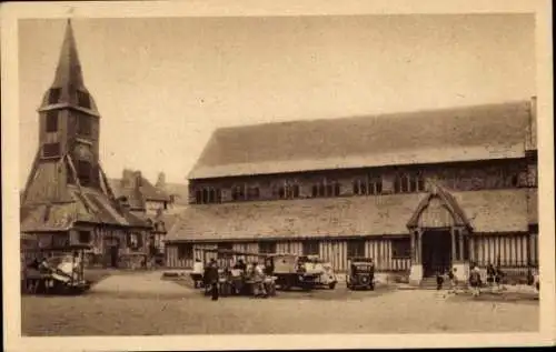 Ak Honfleur Calvados, l'Eglise Sainte-Catherine et le Vieux Clocher