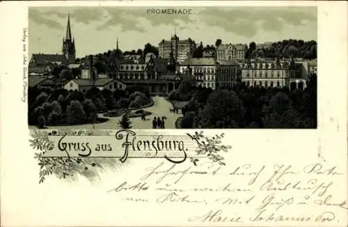 Litho Flensburg in Schleswig Holstein, Promenade