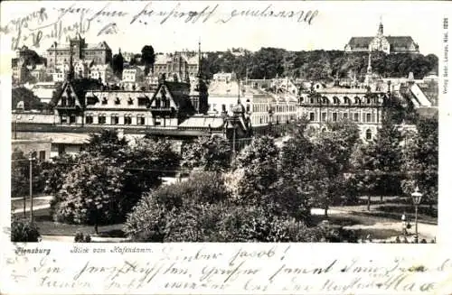 Ak Flensburg in Schleswig Holstein, Blick vom Hafendamm