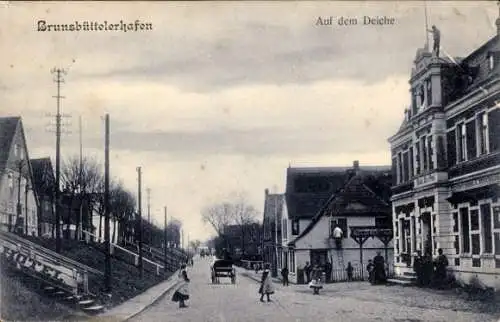 Ak Brunsbüttel in Dithmarschen, Auf dem Deiche, Brunsbüttelerhafen