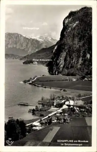 Ak Scharfling am Mondsee St. Lorenz Oberösterreich, Höllengebirge, Hotel Kreuzstein