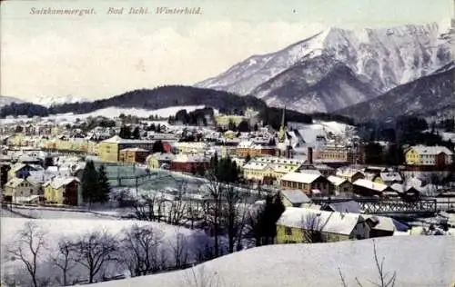 Ak Bad Ischl in Oberösterreich, Totalansicht, Winteransicht