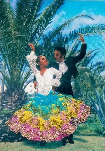 Stoff Ak Spanische Tracht, Tänzer, Tanzpaar