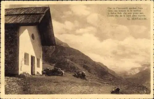 Ak Italien, Berghütte, Gedicht von C. Bertacchi