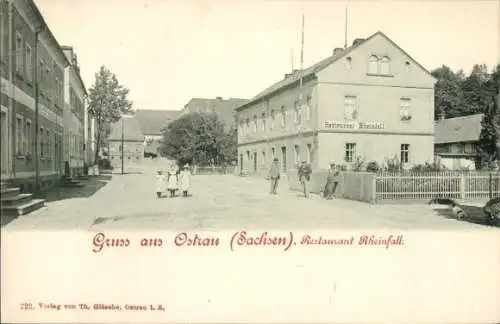 Ak Ostrau in Sachsen, Restaurant Rheinfall