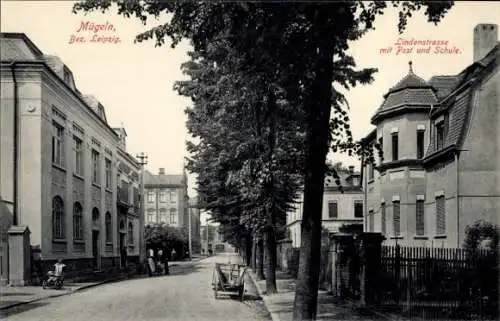 Ak Mügeln in Sachsen, Lindenstraße, Post, Schule