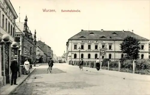 Ak Wurzen in Sachsen, Bahnhofstrßae, Hotel zur Post