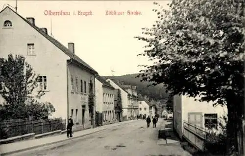 Ak Olbernhau Erzgebirge, Blick in die Zöblitzer Straße