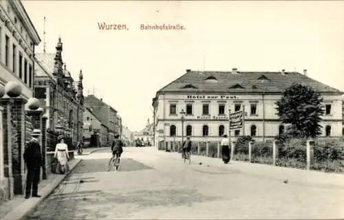 Ak Wurzen in Sachsen, Bahnhofstraße, Hotel zur Post