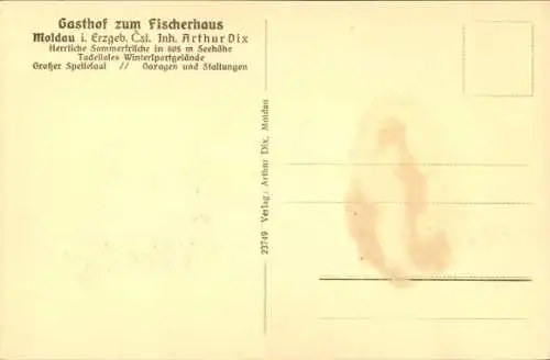 Ak Moldava Moldau Region Aussig, Gasthof zum Fischerhaus